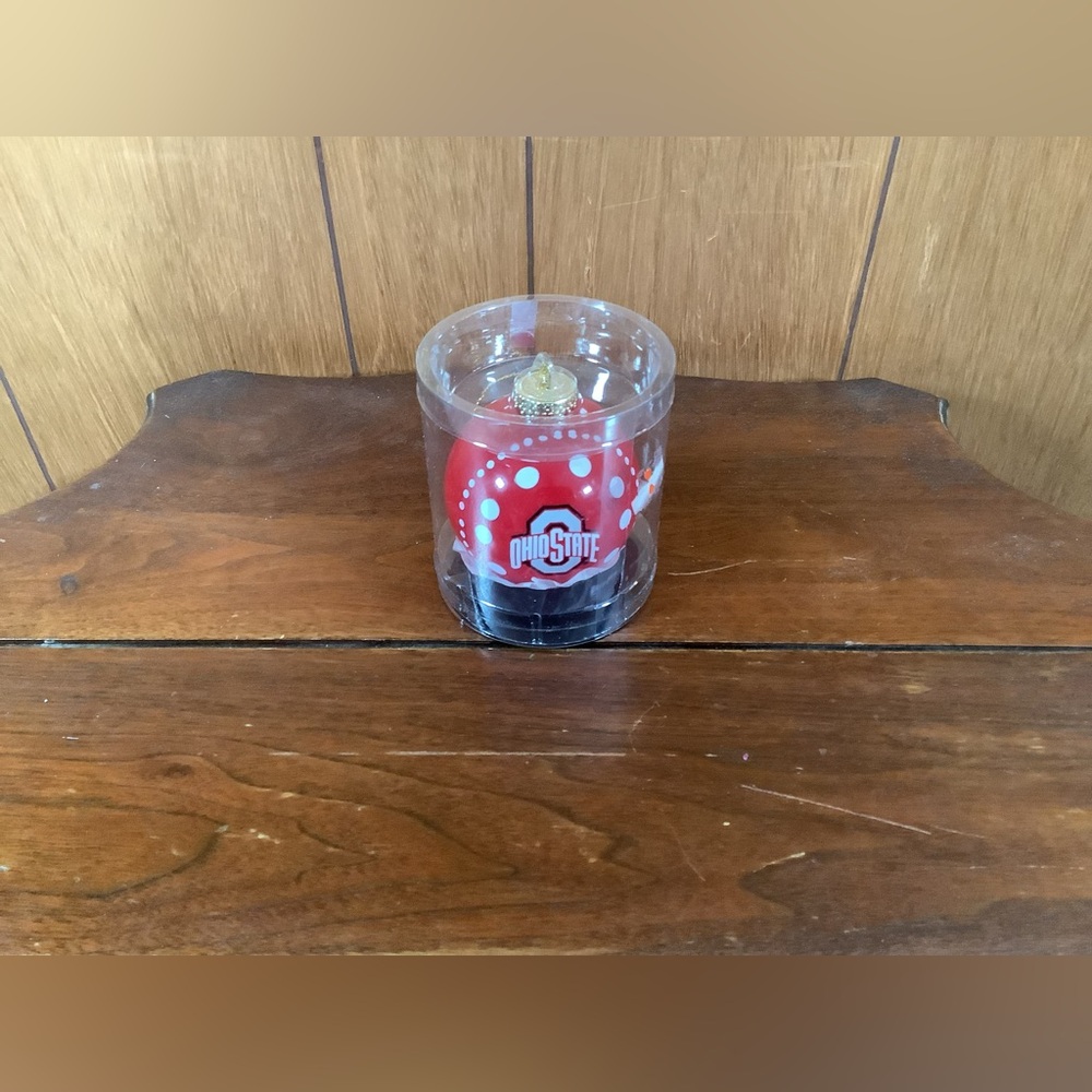 Ohio State Red Glass Ball Christmas tree Decorative Accent OSU Buckeyes